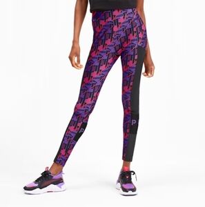 PUMA Women's Dynamic Black and Purple Leggings